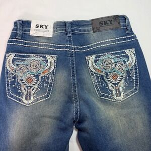 Sky Women's Premium Collection Bootcut Jeans with Embellished Pockets